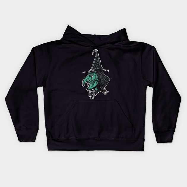 Witchee Witch Kids Hoodie by Art from the Blue Room